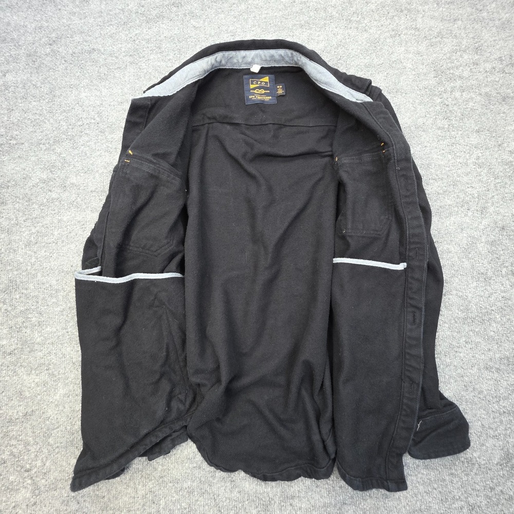 CPO Provisions Flannel Shirt Jacket Shacket Elbow Patch Medium Black Heavy - Picture 3 of 11